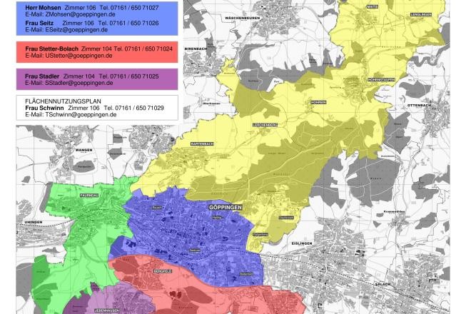 Eine Übersicht der Stadtplaner gegliedert nach Zuständigkeit
